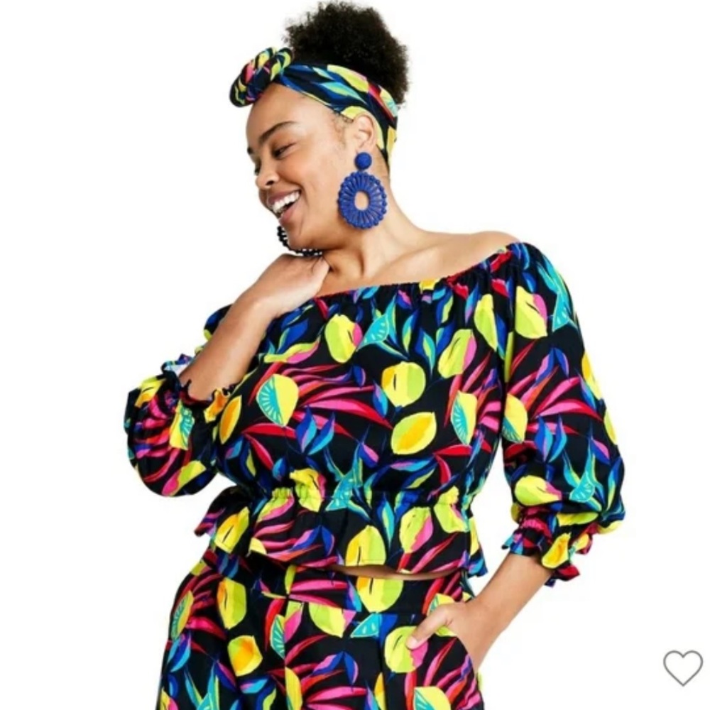 Tabitha Brown x Target Women's Lemon Print Bardot Top